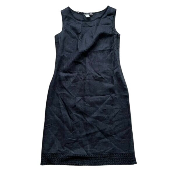 Isabella Bird Women Sheath Dress Sleeveless Scoop Neck Lace Detail Black 4 - Picture 1 of 7